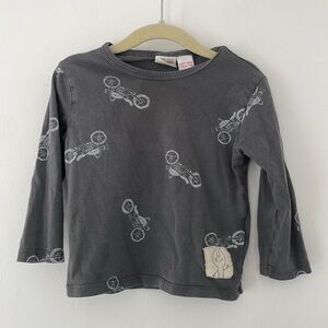 Zara baby gray motorcycle L/S cotton tee size 12-18 months